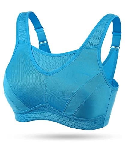 Image of WingsLove Women's High Impact Sports Bra High Support Wireless Adjustable Plus Size for Large Breasts Blue