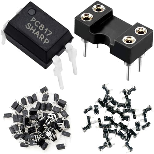 Image of Youmile 50 pcs PC817 Transistor Output Optocoupler PC817C DIP-4 2.54mm Pitch + 50 pcs Round DIP IC Chip Socket 2.54mm Dual Row 4-pin for DIY Optocoupler testing, repair and replacement