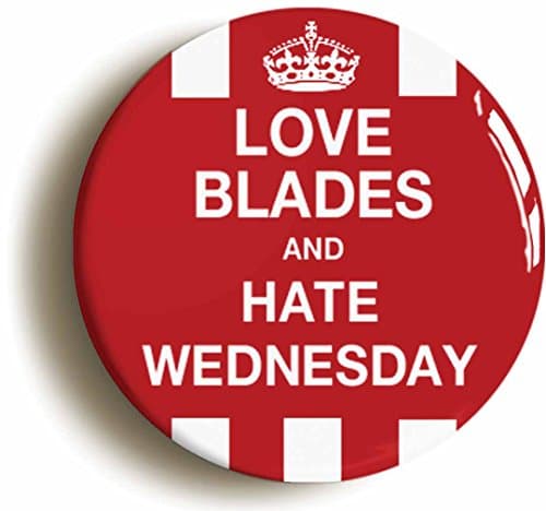 Image of Ozorath Love Blades And Hate Wednesday Button Badge (2inch / 50mm diameter)