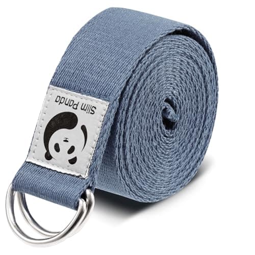 Image of Slim Panda Yoga Belt Pilates Yoga Straps Stretch for Exercise Workout Dance,100% Cotton Yoga Belt with Safety D Ring Buckles for Stretching, Flexibility(Oasis Blue 180CM)