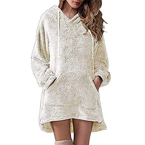 Image of PRJN Women's Hoody Autumn and winter Jumper Hoodie Fleece Pullover Costumes Ladies Casual Hooded Neck Drawstring With Pocket Long Sleeve Solid Color Sweatshirt Thermal Sweater Jackets Blouse Top