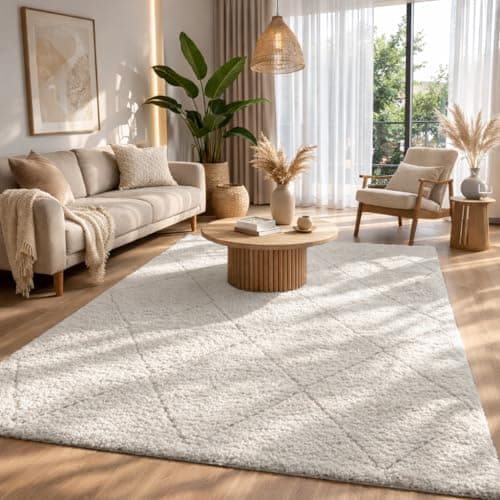 Image of the carpet Bahar Shaggy Elegant Designer Living Room Rug, Soft & Easy-Care High Pile Living Room Rug in Cream Diamond 160 x 230 cm