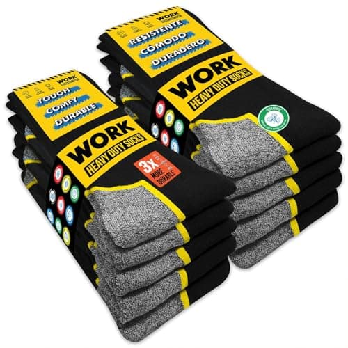 Image of SOXCO 10 Pairs Men’s WORK Socks Black Crew Length, 6-8