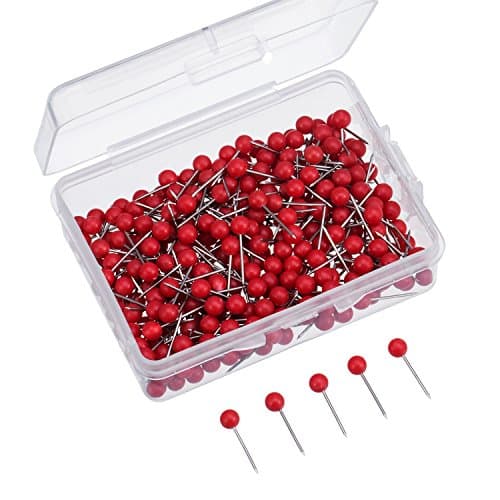 Image of Outus 300 Pieces Map Tacks Push Pins Assorted Color Beads Plastic Head Stainless Steel Wire for Office Marking, Hanging Pictures, Photos and Documents