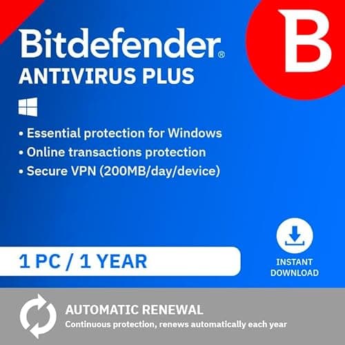 Image of Bitdefender Antivirus Plus 2026| 1 Device | 1 Year | PC/Mac/iOS/Android | Activation Code by Email | Automatic Renewal