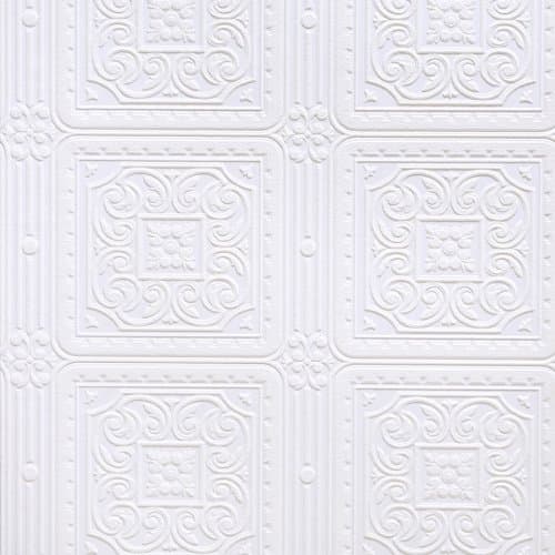 Image of Brewster RD80000 Turner Tile Textured Vinyl Wallpaper, Paintable,White, 20.9x2x2