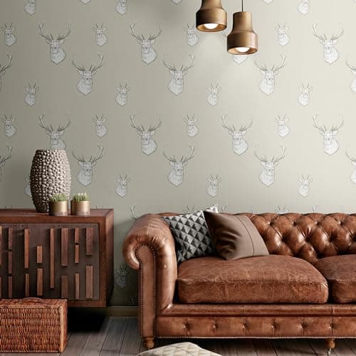 Image of Catherine Lansfield Stag Wallpaper Cream