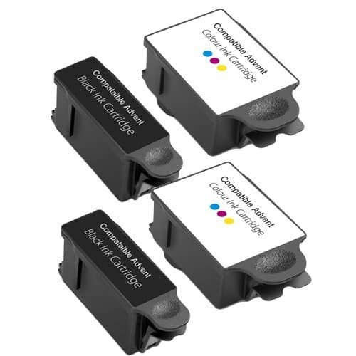 Image of Advent 2 Black ABK10 + 2 Colour ACLR10 Compatible Ink Cartridges
