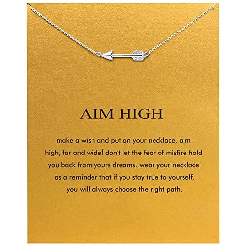 Image of upeilxd Message Card Silver Arrow Pendant Necklace Friendship Sun Good Luck Elephant Pendant Butterfly Chain Necklace for Women Girl Gift (silver arrow)