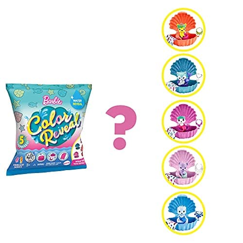 Image of Barbie GTP74 Colour Reveal Sea Animals Assortment with Shell-Shaped Container and 5 Surprises.