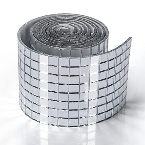 Image of Art3dwallpanels Self-Adhesive Glass Mirror Tiles - 1888 Pieces Small Square Sticker for DIY Craft and Disco Ball Party Decoration (Silver)