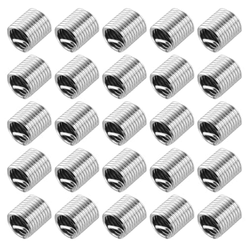 Image of sourcing map 50pcs Wire Thread Inserts M8 x 1.25 2D(16mm) Metric 304 Stainless Steel Helical Type Coiled Thread Repair Kit Wire Screw Threaded Sleeve Sheath for Mechanical Equipment