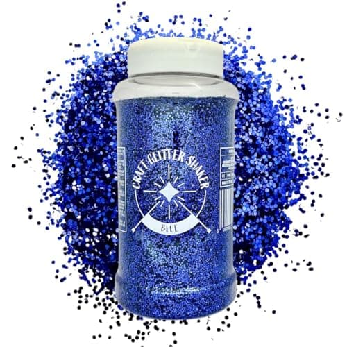 Image of Palmsafe Large 500g Shaker Jar of Blue Glitter-Colourful Glitter for Resin or Crafts, Chunky Glitter, Nail Art, MAT1124