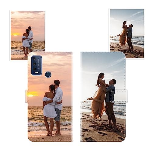 Image of Sunrive Personalised Custom PU Leather Phone Case compatible with Wiko Power U30,Customised Cover with your own photo,image,Picture,or text Make Your Own Case + Phone Lanyard