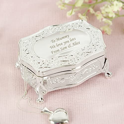 Image of Personalised Silver Finish Small Antique Trinket Box