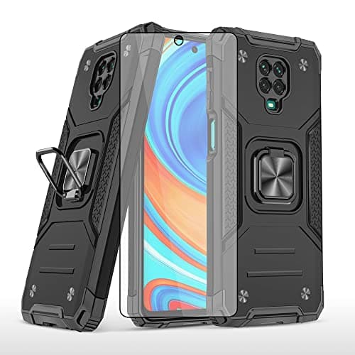 Image of Asuwish Phone Case for Xiaomi Redmi Note 9 Pro/Note 9s/Note9 Pro Max/Poco M2 Pro with Screen Protector Cover and Ring Holder Stand Slim Hybrid Cell Accessories Redme Note9S Note9Pro 4G Women Men Black