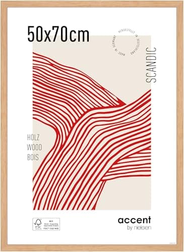 Image of accent by nielsen Scandic - Oak Wooden Picture Frame - 50x70cm with Float Glass – Modern Scandinavian Design