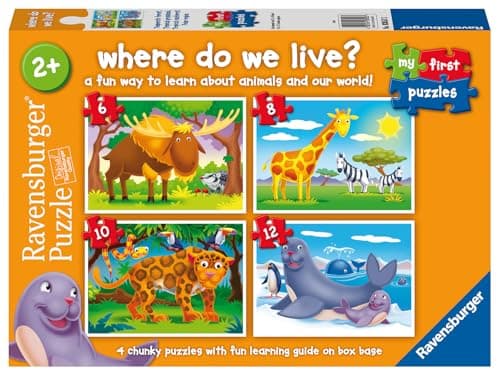 Image of Ravensburger Where Do We Live My First Jigsaw Puzzles for Kids 2 Years Up - 2, 3, 4 & 5 Pieces - Educational Toys for Toddlers