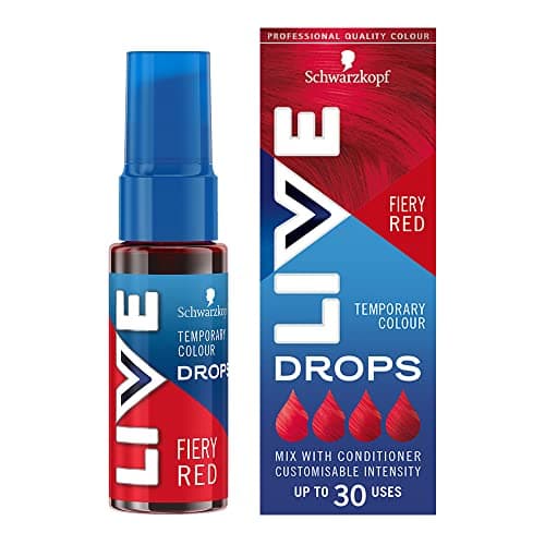 Image of Schwarzkopf LIVE Colour Drops, Vegan, Semi-permanent, Red Hair Dye, Lasts 2 to 12 Washes, Fiery Red 30 ml