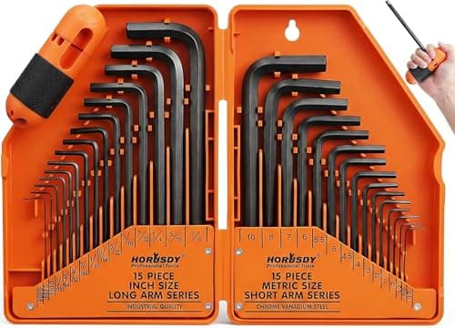 Image of HORUSDY 31-Piece Hex Key Set | Allen Wrench Set | Metric (0.7mm-10mm) & Imperial (0.028"-3/8") | Durable & Precise | Ideal for DIY and Professionals