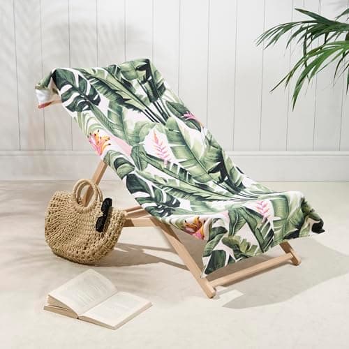 Image of Dreamscene Beach Towel Green Tropical Print, Soft Quick-Dry Absorbent Large Microfibre Beach Towel for Adults & Kids Lightweight Swimming Towels For Summer Essentials, 71 x 152cm
