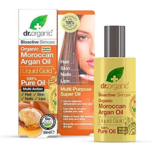 Image of Dr Organic Moroccan Argan Oil 100% Pure Oil, Replenishing, For Hair, Skin & Nails, Mens, Womens, Natural, Vegan, Cruelty-Free, Paraben & SLS-Free, Organic, 50ml, Packaging may vary