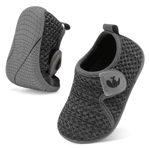 Image of JIASUQI Boys Girls Casual Walking Shoes Toddler Breathable Sports Sneakers Non-Slip Infant Shoes Lightweight Tennis Shoe(Dark Grey 130,Size 3.5-4.5)