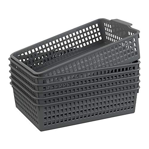 Image of Gloreen 6 Packs A4 Paper Storage Basket Tray, Grey, Plastic Desktop Storage Baskets