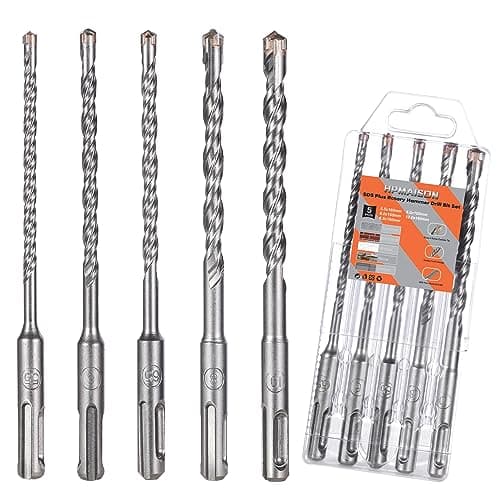 Image of HPMAISON SDS Plus Rotary Hammer Drill Bit Set, 5PCS Cross Drill Bits Hammer Impact Drill Bit for Drilling Stone, Concrete, Brick Wall, Cement, Masonry 5.5mm/6mm/6.5mm/8mm/10mm x 160mm