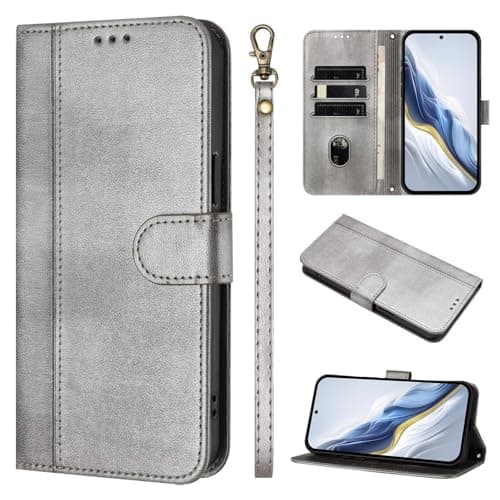 Image of For Motorola Moto G14 4G/G54 Leather Phone Case,Magnetic Closure Full Protection Book Folio Design,Wallet Case Cover [Card Slots] and [Kickstand] For Motorola Moto G14 4G/G54 -grey