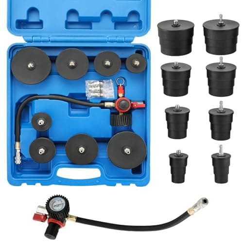 Image of DASBET Turbo System Leakage Tester Kit, Turbo Boost Leak Tester Set with 4 Pairs of Stepped Adapters 1-3/8" to 3-1/2" Turbo Leak Tester with Pressure Gauge for Radiator Cooling Emission Pipes