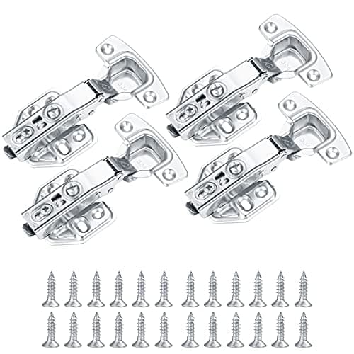Image of 4 Pcs Kitchen Units Door Hinges, Soft Close Cupboard Wardrobe Doors Hinges, Folding Doors Hinge with Screws, Full Overlay Mute Cabinet Hinges