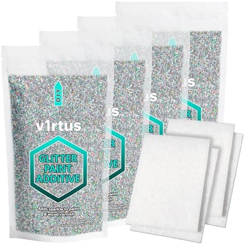 Image of Silver Holographic Glitter Paint Additive 400g with 4X Buffing Pads | Additive for Glitter Paint Walls, Add to Interior & Exterior Paint, Emulsion, Varnish | v1rtus