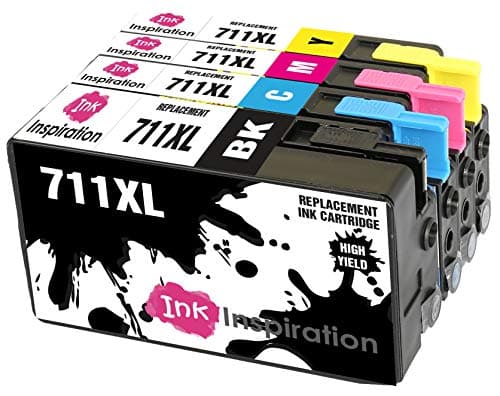 Image of Ink Inspiration® Replacement for HP 711 711XL Ink Cartridges 4-Pack, Use with HP DesignJet T120 T520, Black/Cyan/Magenta/Yellow