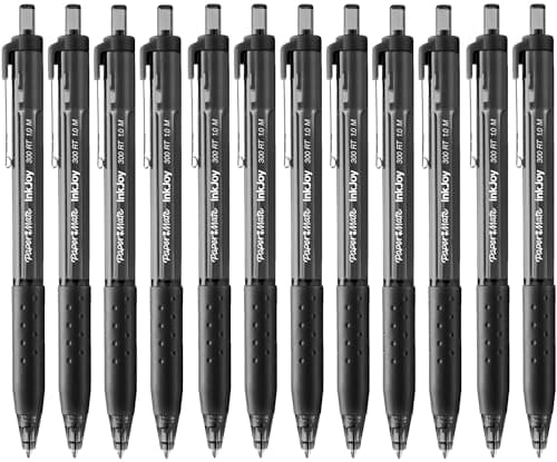 Image of Paper Mate InkJoy 300RT Retractable Ballpoint Pens | Medium Point | Black Ink | 12 Pack | Ultra Smooth Ink
