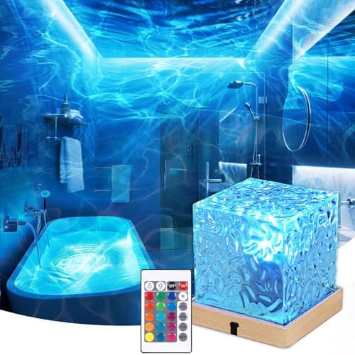 Image of Rechargeable Shower Lamp 16 Color Northern Light Projector Sensory Lights Changeable Ocean Wave Galaxy with Remote Mood Cordless Cube Lamp Waterproof Flame Water Lights for Bathroom Gifts for Women