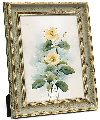 Image of Afuly 8x10 Photo Frame Antique in Gold and Retro Green Vintage 10x8 Picture Frames for Desk Wall Tabletop Home Decor Christmas Birthday Women Mom Grandma Family Friends Gifts