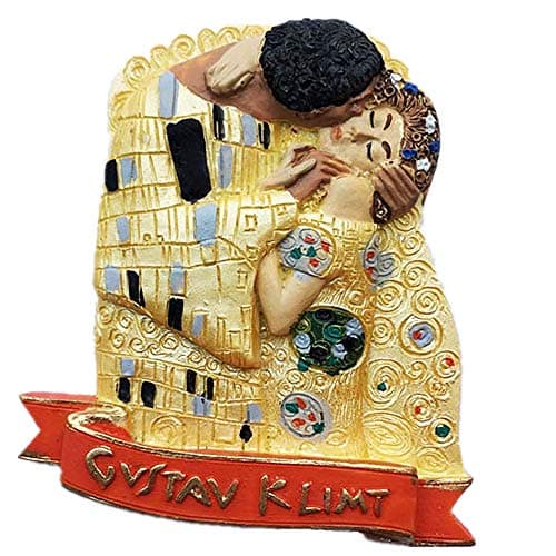 Image of 3D Kiss famous painting of Gustav Klimt Vienna Austria Fridge Magnet Souvenir Sticker, Home & Kitchen Decoration, Austria Vienna Refrigerator Magnet