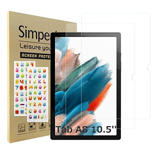 Image of Simpeak 2 Pack Screen Protector Compatible for Samsung Galaxy Tab A8 10.5'', Tempered Glass Compatible with Samsung Tab A8, Replacement for Galaxy Tab A8,[9H Hardness][Bubble Free]