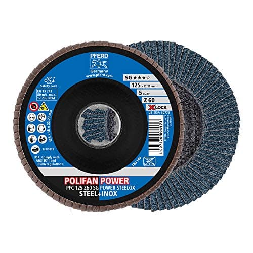 Image of Pferd Polifan disc 125 mm Zirconium Corundum, Grain Size 60, SG Power Steelox, X-Lock (22.23 mm), 10 Pieces - for Highest Efficiency Thanks to Aggressive Machining