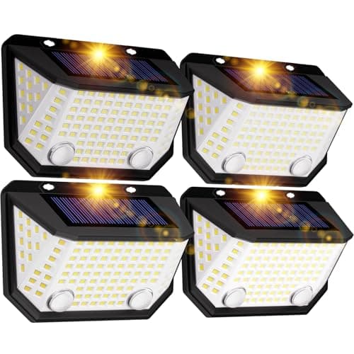 Image of K KASONIC Solar Dual-Sensor Fence Lights, 6500K Waterproof Motion Lamps with 300° Wide Lighting Angle for Garden, 4 Pack Outdoor Wall Step Light for House