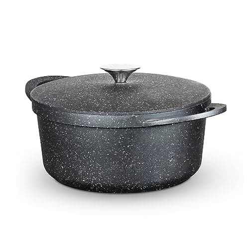 Image of Tower Precision Casserole Dish with Aluminium Lid, Lightweight Cast Aluminium, 24cm, Black