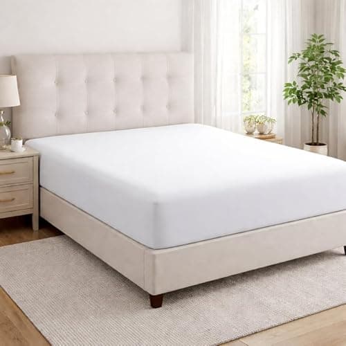 Image of INDUS TEXTILES 100% Cotton Extra Deep Fitted Sheets 40CM Thread Count 200,White- King