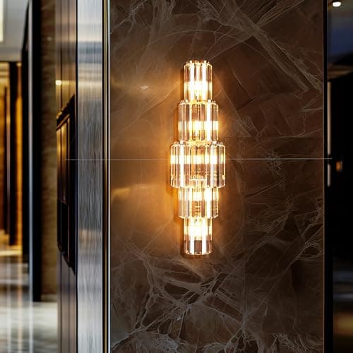 Image of Vrygle Crystal Wall Light Luxury:5-Layer LED Lighted Wall Lamp Modern Decorative Wall Sconce with Bulbs for Porch, Hallway, Bar, Restaurants, Patio, Home Decor
