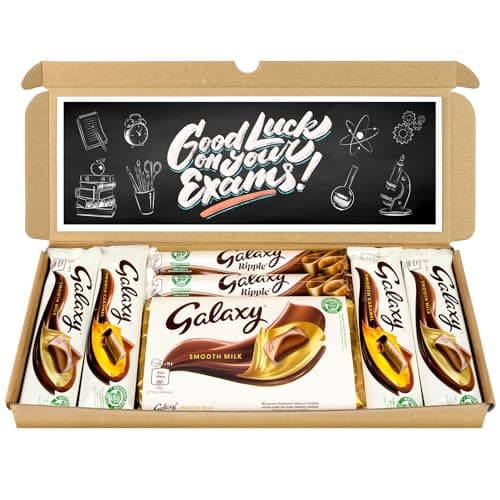 Image of Selection Box Chocolate Hamper | Letter Box Gift | Fullsize Galaxy Chocolate bars | Ideal Gifts For Women, Men, Kids (Good Luck Exams, Full Size)