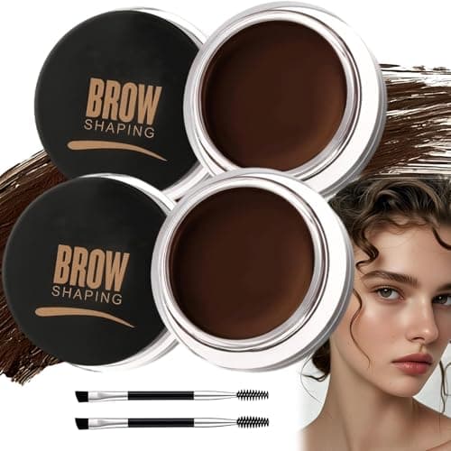 Image of 2PCS Waterproof Eyebrow Pomade Kit with Dual - Ended Brush, Smudge Resistant Long-Lasting 3D Brow Gel Soap, Quick-Dry Oil-Free Formula for Perfectly Sculpted Natural Defined Brows (Deep Coffee)