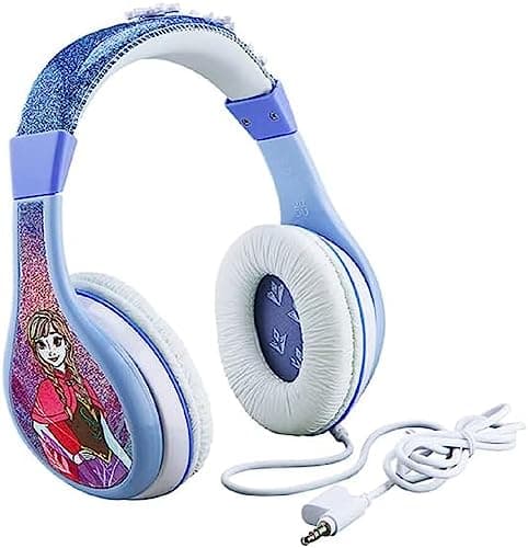 Image of eKids Frozen 2 Kids Headphones, Adjustable Headband, Stereo Sound, 3.5Mm Jack, Wired Headphones for Kids, Tangle-Free, Volume Control Childrens Headphones Over Ear School Home Packaging