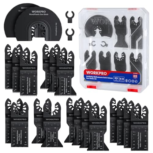 Image of WORKPRO 22 Pcs Multi Tool Blades for Wood/Metal/Plastics, Universal Quick Release Oscillating Saw Blades Fit for Bosch, B&D, Fein, Dremel, Makita, Milwaukee, Ryobi and More