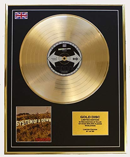 Image of Limited Edition Cd Gold Disc SYSTEM OF A DOWN ALBUM 'TOXICITY'