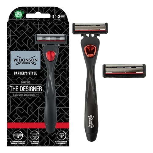 Image of Wilkinson Sword Barber's Style The Designer Razor, Silver, 5 Blades, Metal, for Men